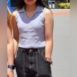 No brand Junior collared sleveless Crop Top